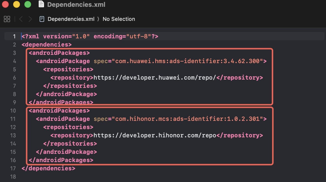 Unity Dependencies.xml 中可能产生冲突的华为与荣耀 SDK 依赖配置